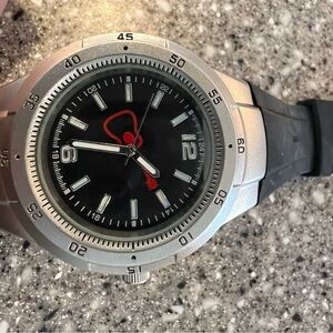 Vintage Guitar Center men’s watch with Black and Silver Design and red guitar
